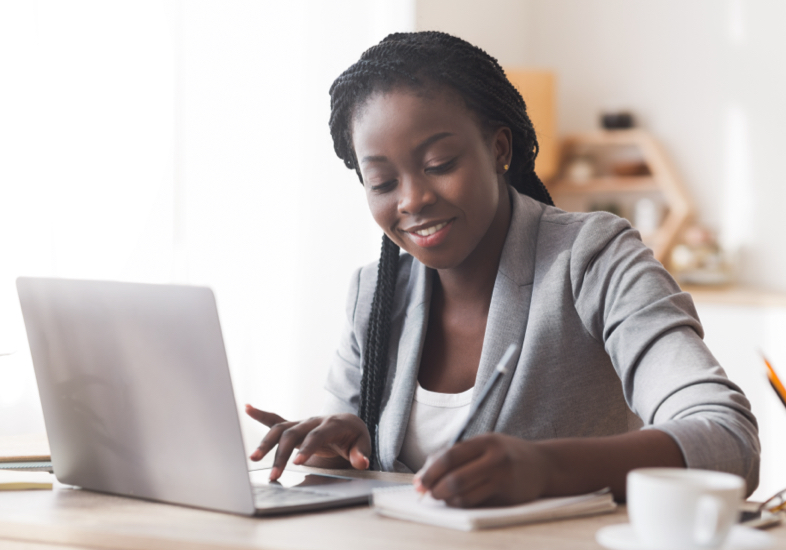 woman using laptop