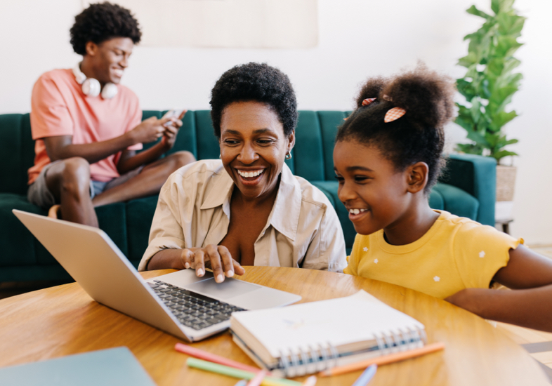 family using home internet